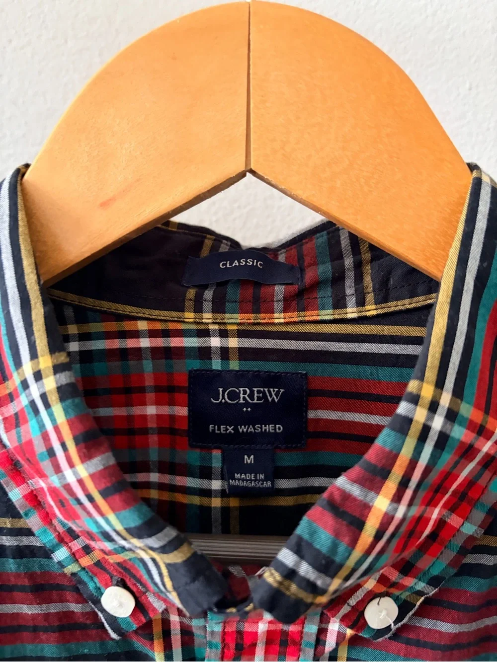 Men’s J. Crew Navy, Red & Yellow Plaid‎ Button-Down Shirt